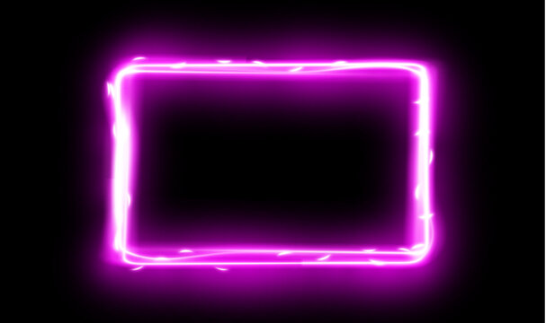 Horizontal pink neon light frame overlay on black background.