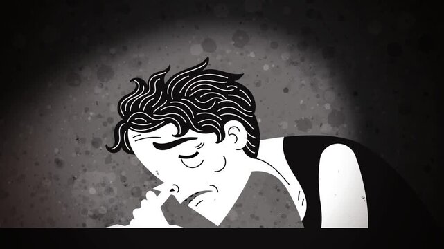 man with substance addiction snorting drugs