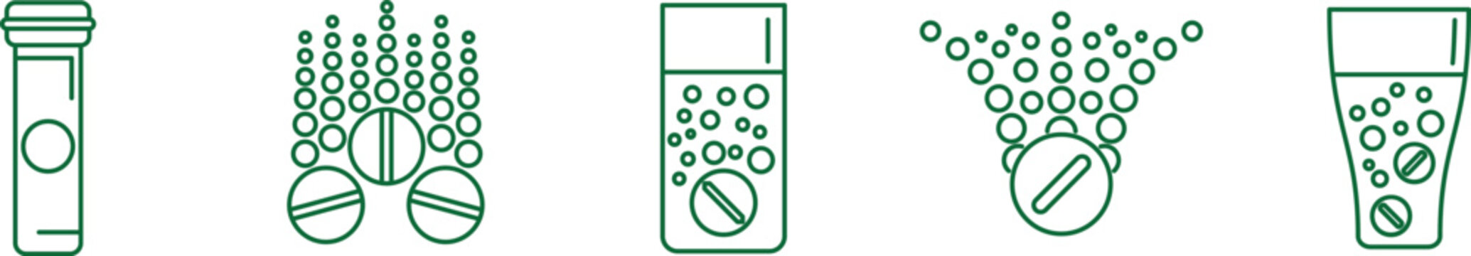 Medication dosage and consumption process icons