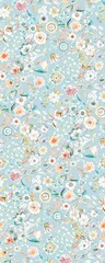 Obraz premium Set of soft vintage watercolor vertical seamless pattern swatches with floral and landscape motifs