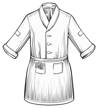 Illustration of a chef's jacket with pockets and an apron