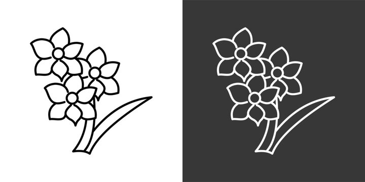 Freesia Black And White Icon Set Collection Pack Vector Illustration