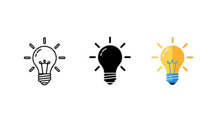 Light bulb idea icon set with innovation creativity thinking solution knowledge electricity invention inspiration © Nuyab Stock
