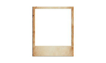 Brown sepia vintage photo frame with heavy grunge stains isolated on transparent backdrop.
