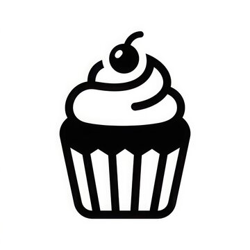 Cupcake with cherry icon vector graphic for bakery branding and delicious dessert menu design presentation