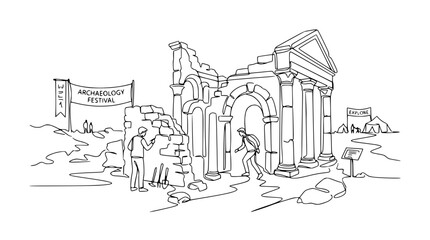 Obraz premium Archaeology Festival: Digging Ancient Ruins, Discovering History, Exploring Past Civilizations