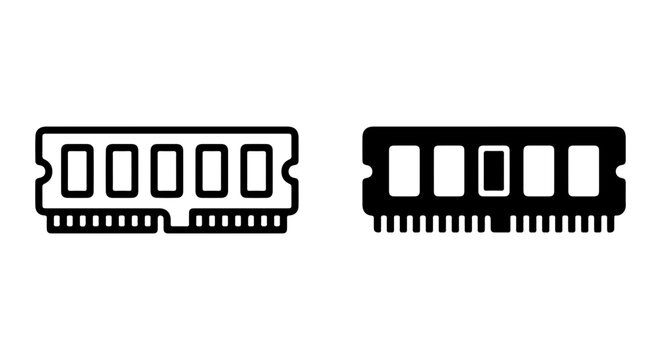 RAM Module Icons, Computer Memory Stick Vector Graphics, Digital Data Storage Symbols