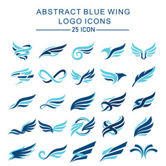 Obraz premium Comprehensive Set of 25 Unique Abstract Blue Wing Logo Icons