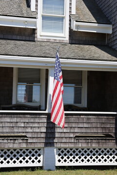 flag on building 