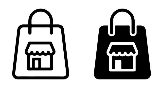 Shopping Bag Icons, Retail Store Vector Graphics, E-commerce Symbols, Online Shopping Icons