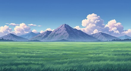 Fototapeta premium Serene Mountain Vista: Digital Painting