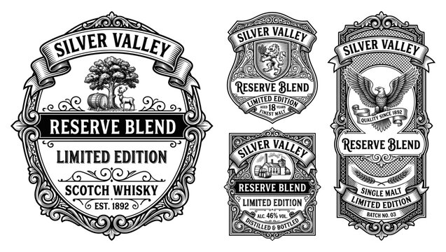 Luxury whiskey labels