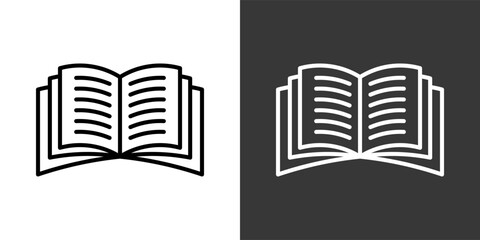 Obraz premium Book White And Black Icon Set Collection Pack Vector Illustration