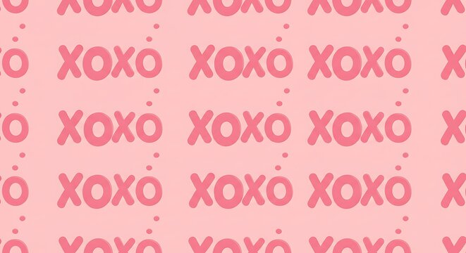 Pink XOXO Kisses Pattern Seamless Repeat Background
