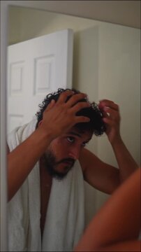 Male grooming routine after showering
