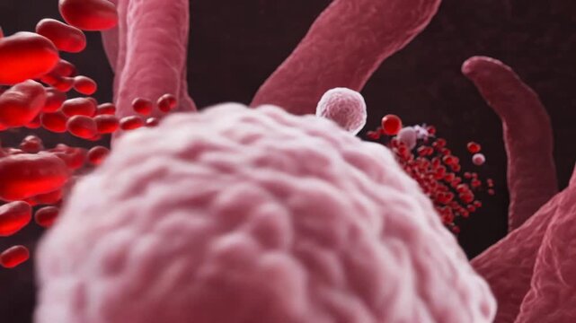 Abstract hemoglobin protein molecule concept on black background