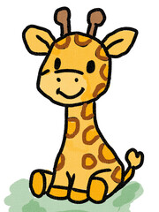 funny giraffe cartoon animal illustration cute with a smile © Ika Arisa