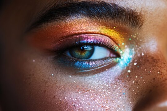 Close up of gender neutral makeup artfully highlighting unique facial features, showcasing inclusive beauty representation and contemporary cosmetic concepts for diverse identity expression