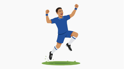 Fototapeta premium Soccer player celebrating a winning goal, isolated on a white background. 
