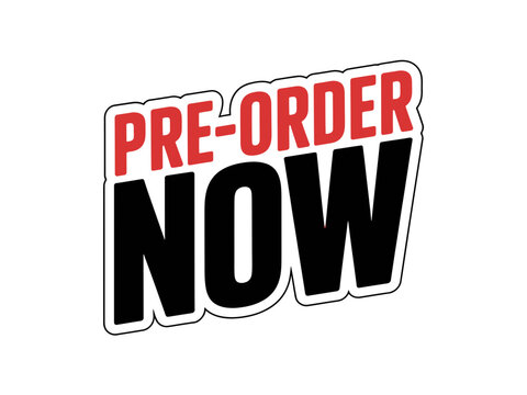 Pre-order now promotional marketing sign graphic for retail or ecommerce