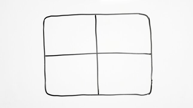 Simple hand-drawn 2x2 grid matrix on a white background, ideal for business strategy, SWOT analysis, prioritization, and planning framework layouts.