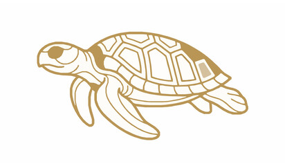 Fototapeta premium Golden Outline Turtle Vector Illustration