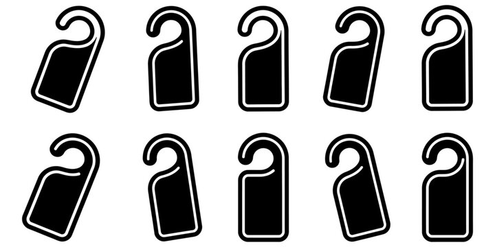 Black and white door hanger icons in various orientations