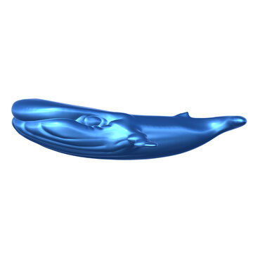Frutiger Aero Blue Whale 3D High Angle Overhead Swimming Render