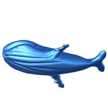 Frutiger Aero Blue Whale 3D Side Profile Throat Pleats Render