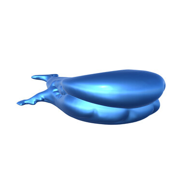 Frutiger Aero Blue Whale 3D Top Down View Curved Body Render