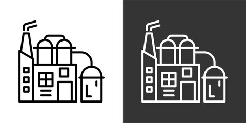 Fototapeta premium Refinery White And Black Icon Set Collection Pack Vector Illustration