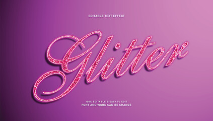 Pink glitter text effect vector editable illustration © Ndoewer