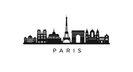 Naklejka premium Paris skyline silhouette icon, famous landmarks illustration