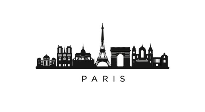 Paris skyline silhouette icon, famous landmarks illustration