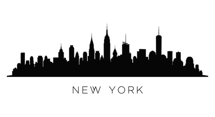 Obraz premium New York City Skyline Silhouette - Black and White Vector