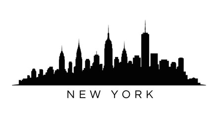 Fototapeta premium New York City Skyline Silhouette - Black and White Vector