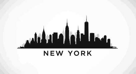 Obraz premium New York City Skyline Silhouette - Black and White Vector