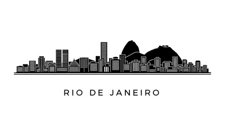 Fototapeta premium Rio de Janeiro Skyline Silhouette - Black and White Vector Illustration