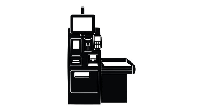 self checkout kiosk machine in black silhouette