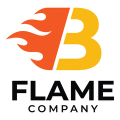Flame company logo with letter B and fire design elements icon © designernur