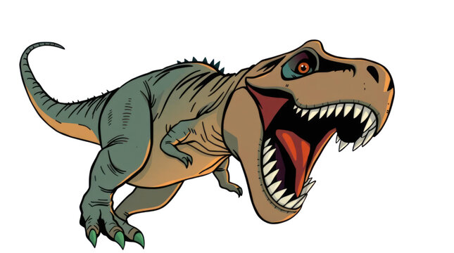Tyrannosaurus Rex Illustration Roaring with Sharp Teeth Perfect for Prehistoric Designs