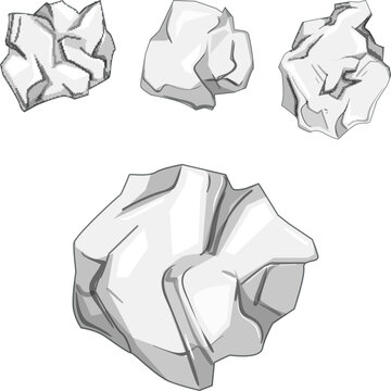 White crumpled paper balls forming abstract shapes and textures on a clean background, evoking ideas, mistakes, discarded drafts, recycling and creative brainstorming concepts