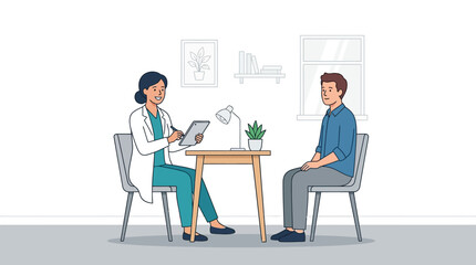 Fototapeta premium Medical Consultation: Doctor and Patient Illustration