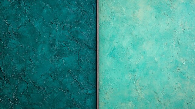 Two Different Colored Textured Wall Surfaces, Close-up Image of Artistic Painted Wall Backgrounds