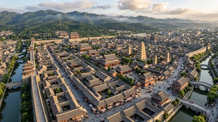 Fototapeta premium The historic Pingyao Ancient City in Shanxi, China.
