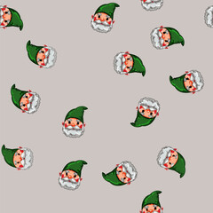 Naklejka premium seamless pattern decoration garden gnome cartoon. decoration garden gnome sign vector