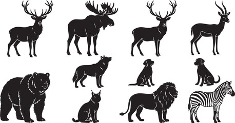 Collection of black animal silhouettes © Samim