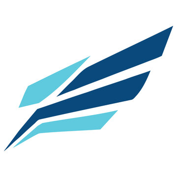 Fragmented Block Blue Wing Logo Innovation Future data computing mark