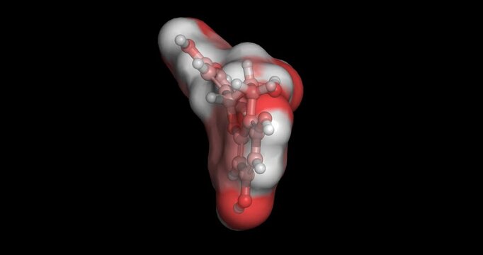 Epicatechin, natural antioxidant for cardiovascular health / nitric oxide synthesis, 3D molecule spinning 4K