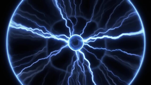 Blue plasma discharge with expanding circular rings energy